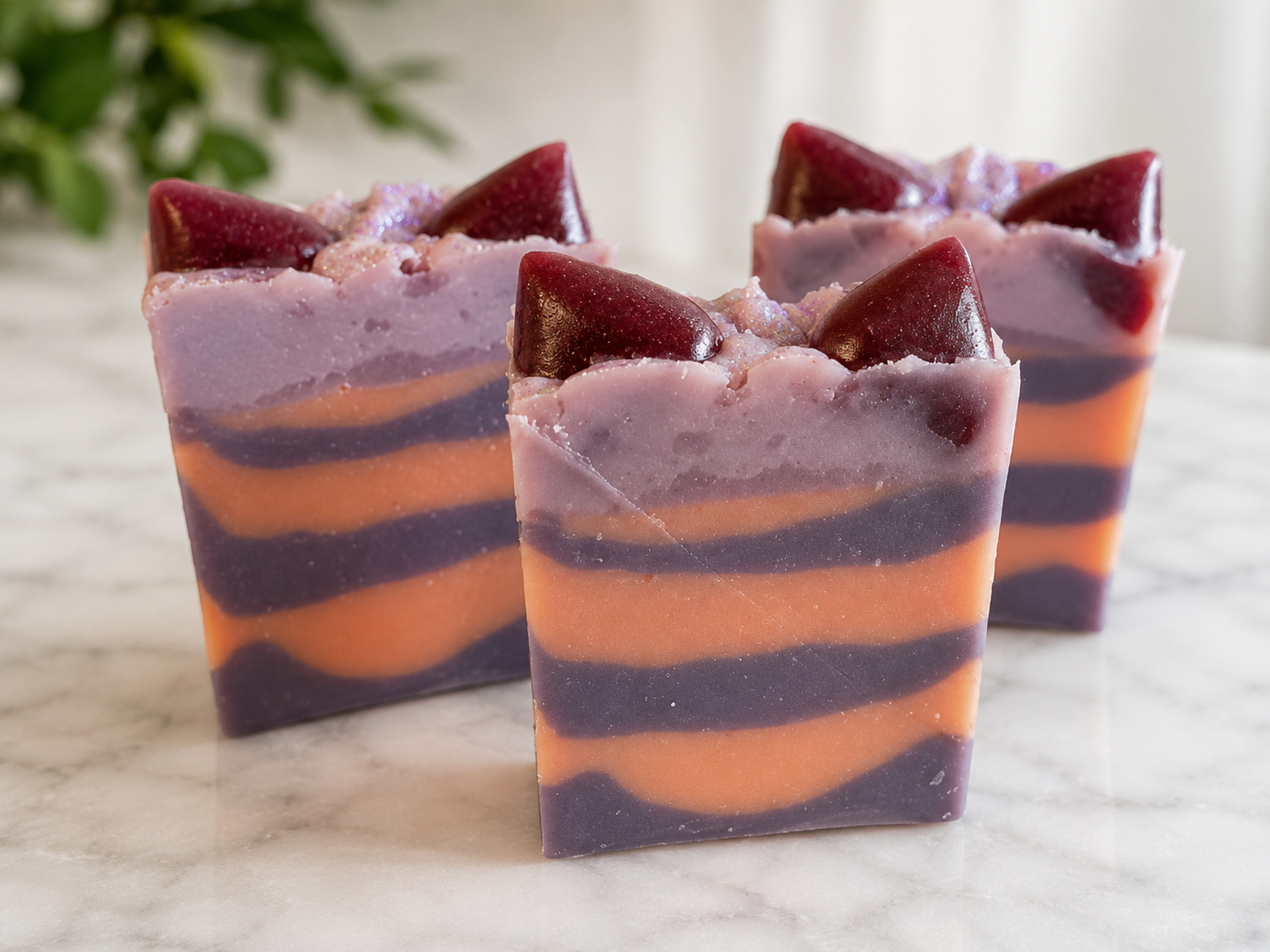 Purple and orange handcrafted soap